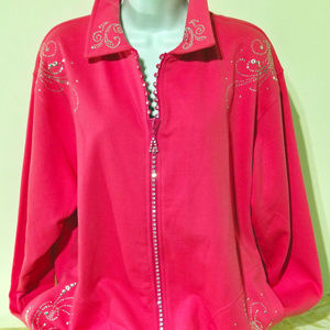 Custom Fuchsia Crystal Zipper crystal cardigan